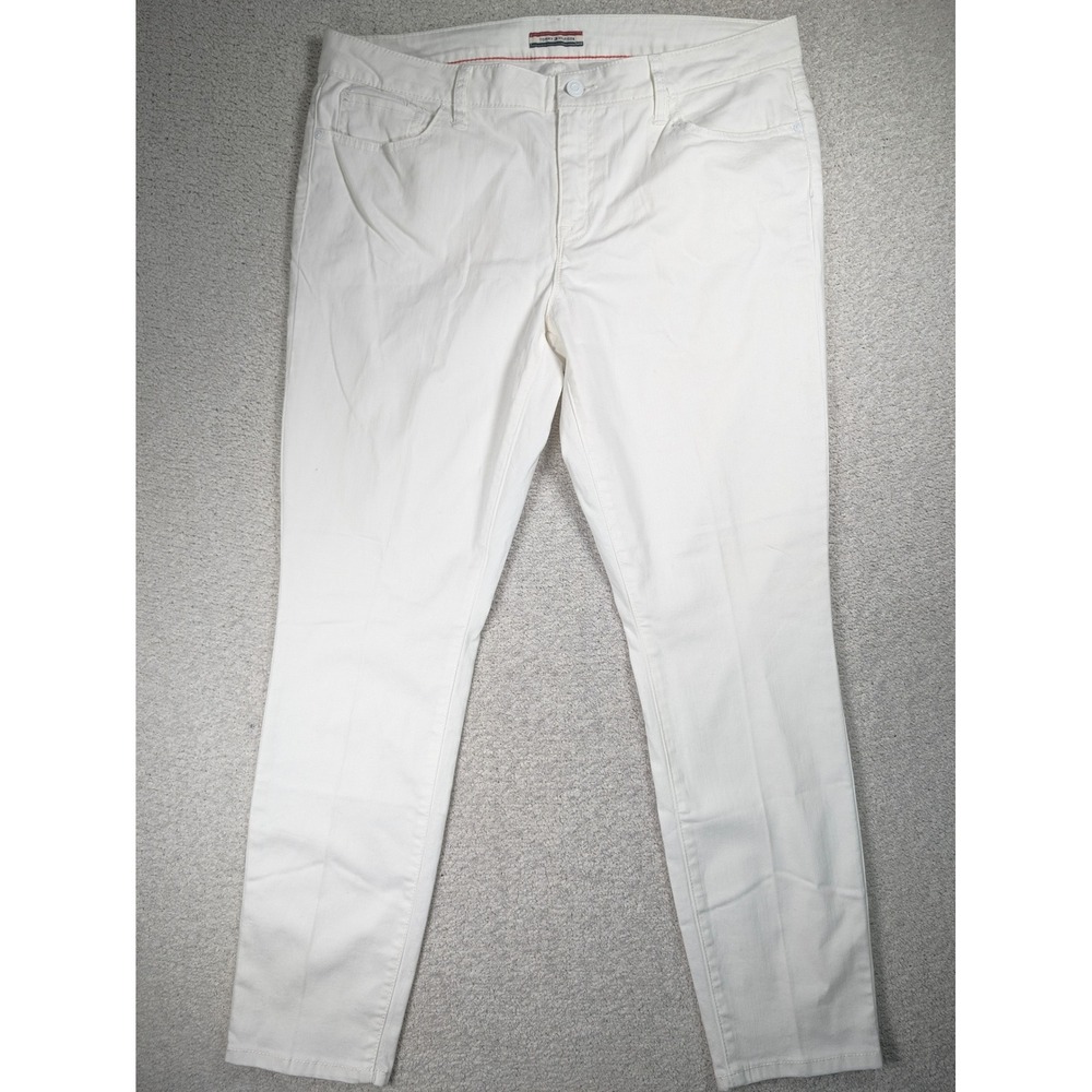 Tommy Hilfiger Womens Skinny Jeans White Cotton Stretch Denim Pant 14 36x29